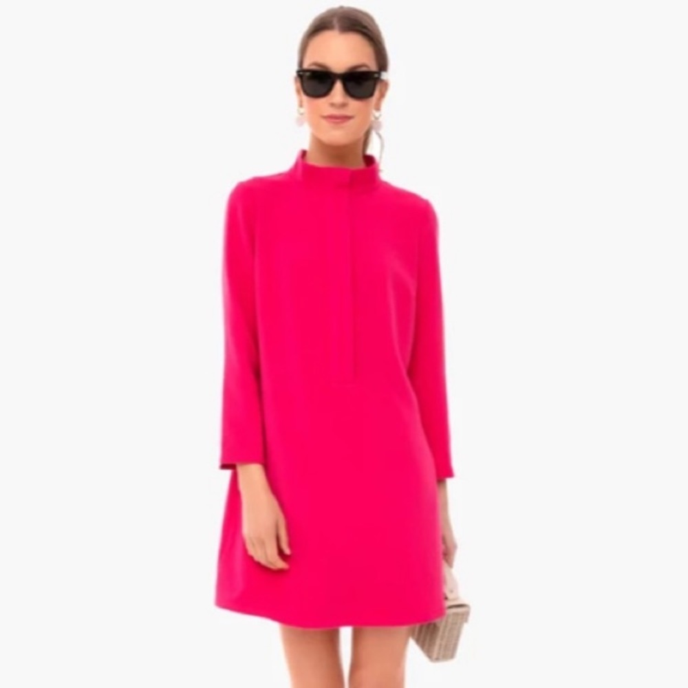 Tuckernuck Pink Avery Terry Shirt Dress Mini Button Stand Collar S